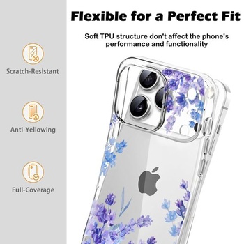 Elegantní květinový kryt na telefon kompatibilní s iPhone 17 Pro 6,3 palce 5G 2025, ultratenký