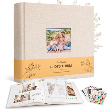Fotoalbum DazSpirit pre personalizáciu a vlepovanie fotografií, 100 strán, ľan, béžová