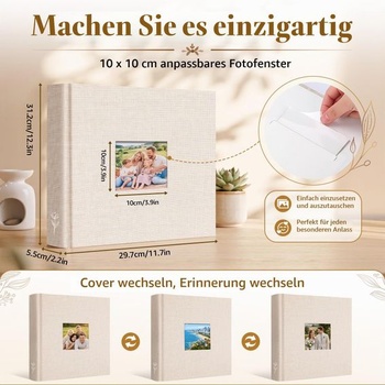 Fotoalbum DazSpirit pre personalizáciu a vlepovanie fotografií, 100 strán, ľan, béžová