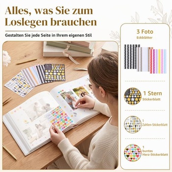 Fotoalbum DazSpirit pre personalizáciu a vlepovanie fotografií, 100 strán, ľan, béžová
