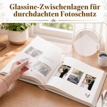 Fotoalbum DazSpirit pre personalizáciu a vlepovanie fotografií, 100 strán, ľan, béžová