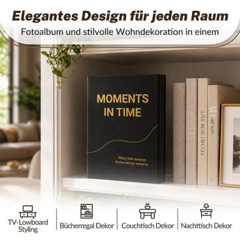 DazSpirit 3-krúžkový fotoalbum pre personalizáciu, 70 čiernych strán, čierne