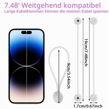 Lusofia 10dielne silikónové magnetické káblové sťahovacie pásky, opakovane použiteľné káblové