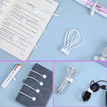 Lusofia 10dielne silikónové magnetické káblové sťahovacie pásky, opakovane použiteľné káblové