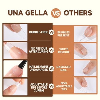 UNA GELLA 6v1 UV lepidlo na umelé nechty 15ml, super silné gélové lepidlo a podkladový lak na mäkké