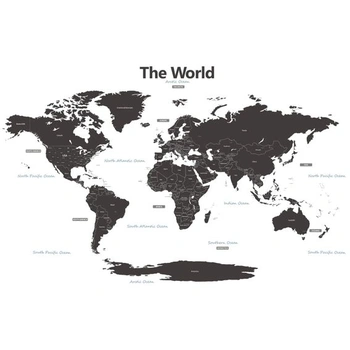 DECOWALL Moderná mapa sveta šedá samolepka na stenu Krajina…