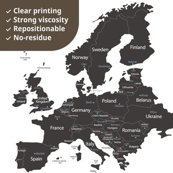 DECOWALL Moderná mapa sveta šedá samolepka na stenu Krajina Oceány Moderné (DL3-1609G) cca 159 × 100,4