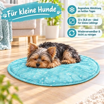 Chladivá podložka pre mačky a malé psy, oválna 33 x 36,8 cm – Opakovane použiteľná gélová chladiaca