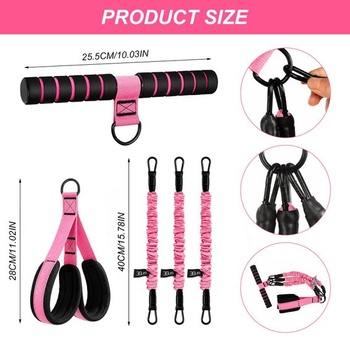 Multifunkčný odporový pás s pedálovou rukoväťou, 3 rúrkové fitness pásy s hmotnosťou 13,5 kg, domáci