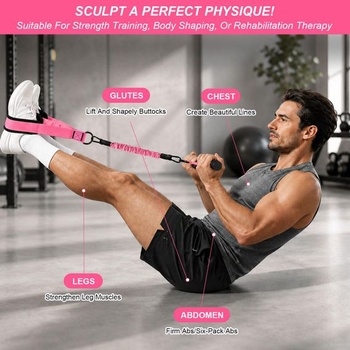 Multifunkčný odporový pás s pedálovou rukoväťou, 3 rúrkové fitness pásy s hmotnosťou 13,5 kg, domáci