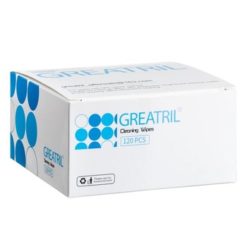 120 čistiacich obrúskov 75% - Greatril Alco Clean Wipes, cestovná veľkosť, jednotlivo balené, pre