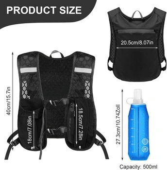 Běžecká vesta pro muže i ženy, prodyšný a reflexní hydratační vak, běžecká hydratační vesta s 500ml