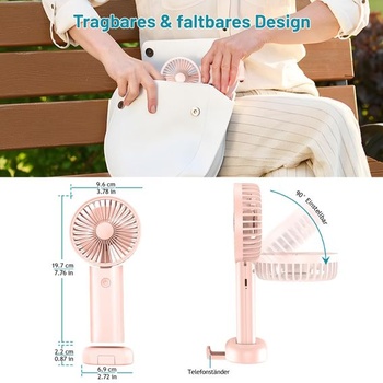 Ručný ventilátor, Prenosný mini ventilátor, Ručný ventilátor 5 v 1 s 3 rýchlosťami, Ručný