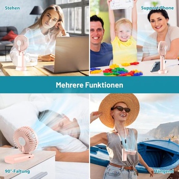 Ručný ventilátor, Prenosný mini ventilátor, Ručný ventilátor 5 v 1 s 3 rýchlosťami, Ručný