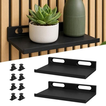Súprava 10 políc s akustickými panelmi, 15x9x2,5 cm, bez nutnosti vŕtania