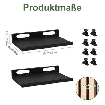 Súprava 10 políc s akustickými panelmi, 15x9x2,5 cm, bez nutnosti vŕtania