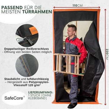 Prachotesné dvere SafeCore 220x110 cm, sada 1 ks, obojstranný zips, 1 kus