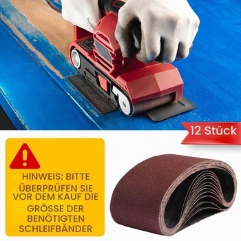12dílná sada brusných pásů 75x533 mm, brusné pásy a brusný papír pro pásovou brusku, zrnitost