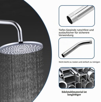 Prodloužení sprchové hlavice, prodlužovací sprchová trubka 23 cm nerezová prodloužení sprchové