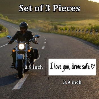 3 samolepky „I Love You Drive Safe“, vnější samolepky na zrcátka auta, černé