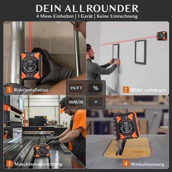 Digitálny uhlomer 3 v 1, laserový sklonomer s magnetom, dobíjací uhlomer 0-90° a 0-180°, 10m
