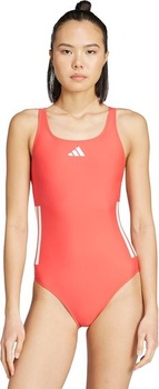 Dámske plavky adidas s 3 prúžkami a chrbtovým vzorom v čiernej farbe 46, semi lucidní červená/biela