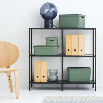 Jive Dekobox Sada 3 úložných boxů 10 l s víkem, Plast (recyklovaný PP), 10 l (37,5 x 27,8 x 13,5