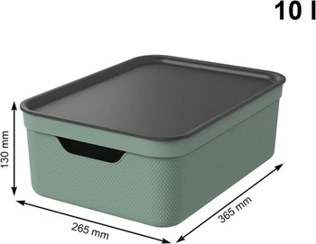 Jive Dekobox Sada 3 úložných boxů 10 l s víkem, Plast (recyklovaný PP), 10 l (37,5 x 27,8 x 13,5
