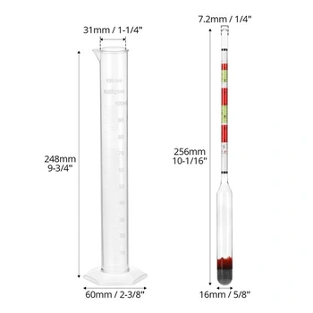 QWORK® Hustomer na alkohol pre víno a pivo, vrátane hustomeru na pivo a odmerky 100 ml pre domáce