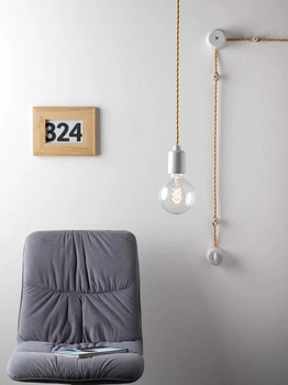 Textilný kábel LUMIÈRE na osvetlenie, 3 x 0,75 mm, zlatá farba, dĺžka 3 m, vrátane zemného kábla.