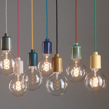 Textilní kabel LUMIÈRE pro osvětlení, 3 x 0,75 mm, zlatá barva, délka 3 m, včetně zemního kabelu.