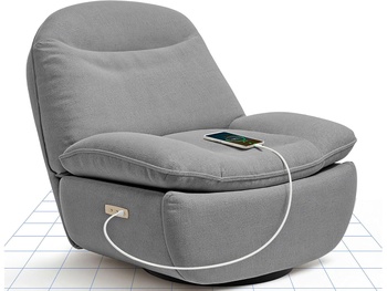 Elektrické polohovacie kreslo XR6-OVAL-G-EUAM s USB, otočné, šedé - A