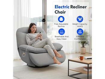 Elektrické polohovacie kreslo XR6-OVAL-G-EUAM s USB, otočné, šedé - A