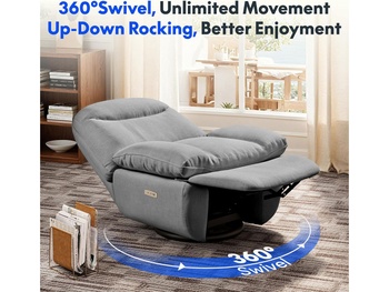 Elektrické polohovacie kreslo XR6-OVAL-G-EUAM s USB, otočné, šedé - A