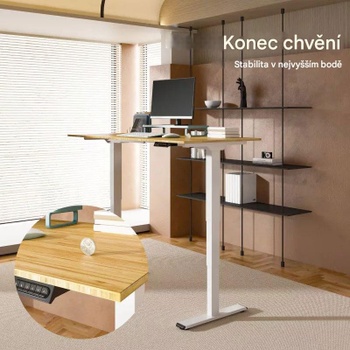 Výškovo nastaviteľný stôl E5W-EUV2, 4 pamäťové sloty, bez dosky, biely - N