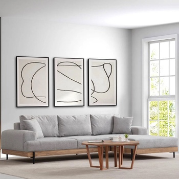 Rohová pohovka Eti Oak, 288 x 78 x 98 x cm, sivá - B