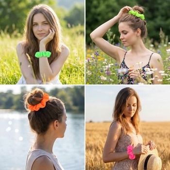4 neonové gumičky do vlasů, měkká gumička, barevné