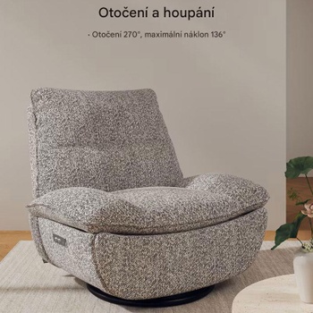 Otočné a hojdacie kreslo XR6-SF-EU, s robustnou kovovou základňou, snehovo šedá - A