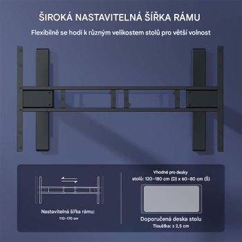 Výškovo nastaviteľný stôl EC5B-Pro-EU, bez dosky, čierny - A