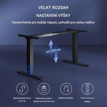 Výškovo nastaviteľný stôl EC5B-Pro-EU, bez dosky, čierny - A