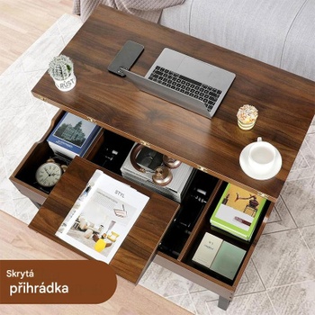 Skladací konferenčný stolík LTL-TA-001, 100 x 50 x 49 cm, orech - A