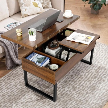 Skladací konferenčný stolík LTL-TA-001, 100 x 50 x 49 cm, orech - A