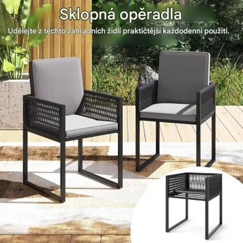 5dielna sada ratanového záhradného nábytku HW73586GR, s vankúšmi, čierno / sivá - B