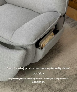 Otočné a hojdacie kreslo XR6-G-EUAM, s USB, nosnosť 160 kg, šedé - A