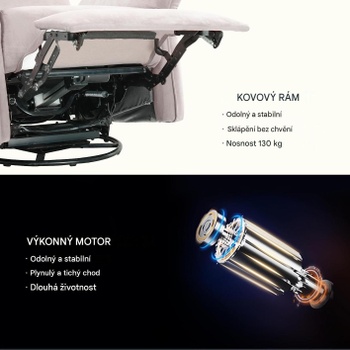 Polohovacie kreslo XR8BG-EU, nastaviteľné lakťové opierky, nosnosť 130 kg, béžové - A