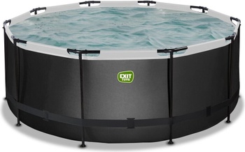 Okrúhly bazén s filtráciou a schodíkmi, ø 360 x 122 cm, čierny - B