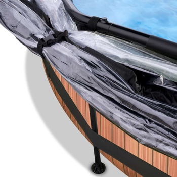 Nadzemný bazén s filtráciou a krytom, ø 360 x 76 cm, hnedý - B