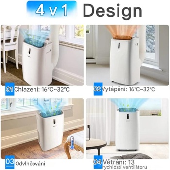 Prenosná klimatizácia 5v1 FP10743DE-WH, s výkonom 14 000 BTU, ovládanie cez aplikáciu, biela - A