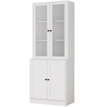 Knižnica so sklenenými dvierkami XFT-001, 39,3 x 61,4 x 183 cm, biela - A