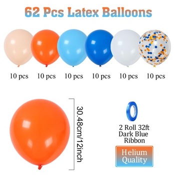 Oranžové a modré balóniky - 60 kusov narodeninovej dekorácie modré balóniky s konfetami latexové